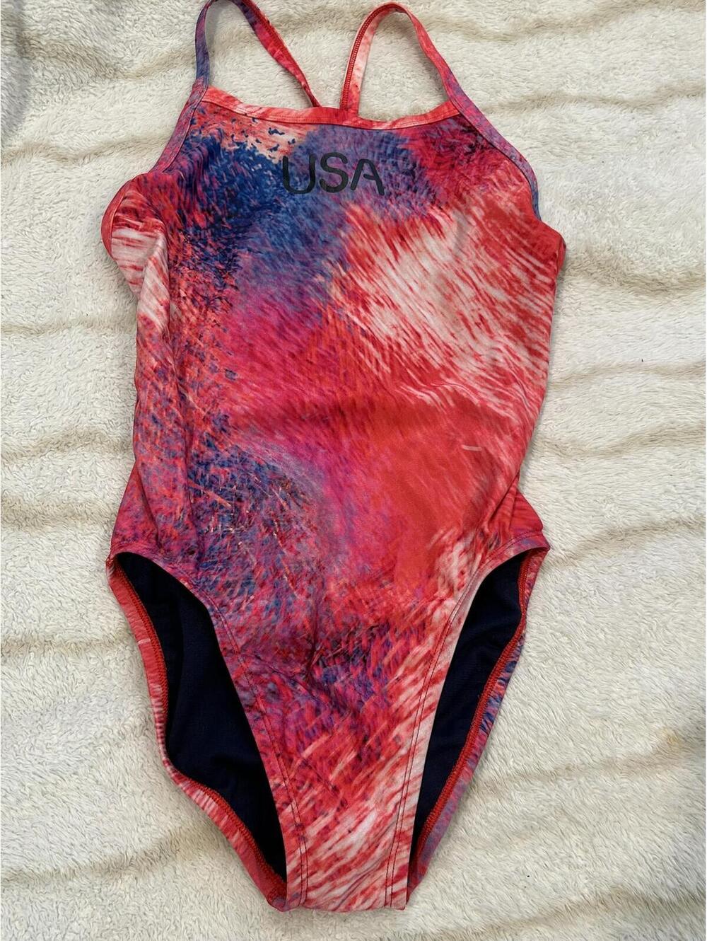 Nike Hydrastrong USA Print One-Piece Swimsuit Size 4